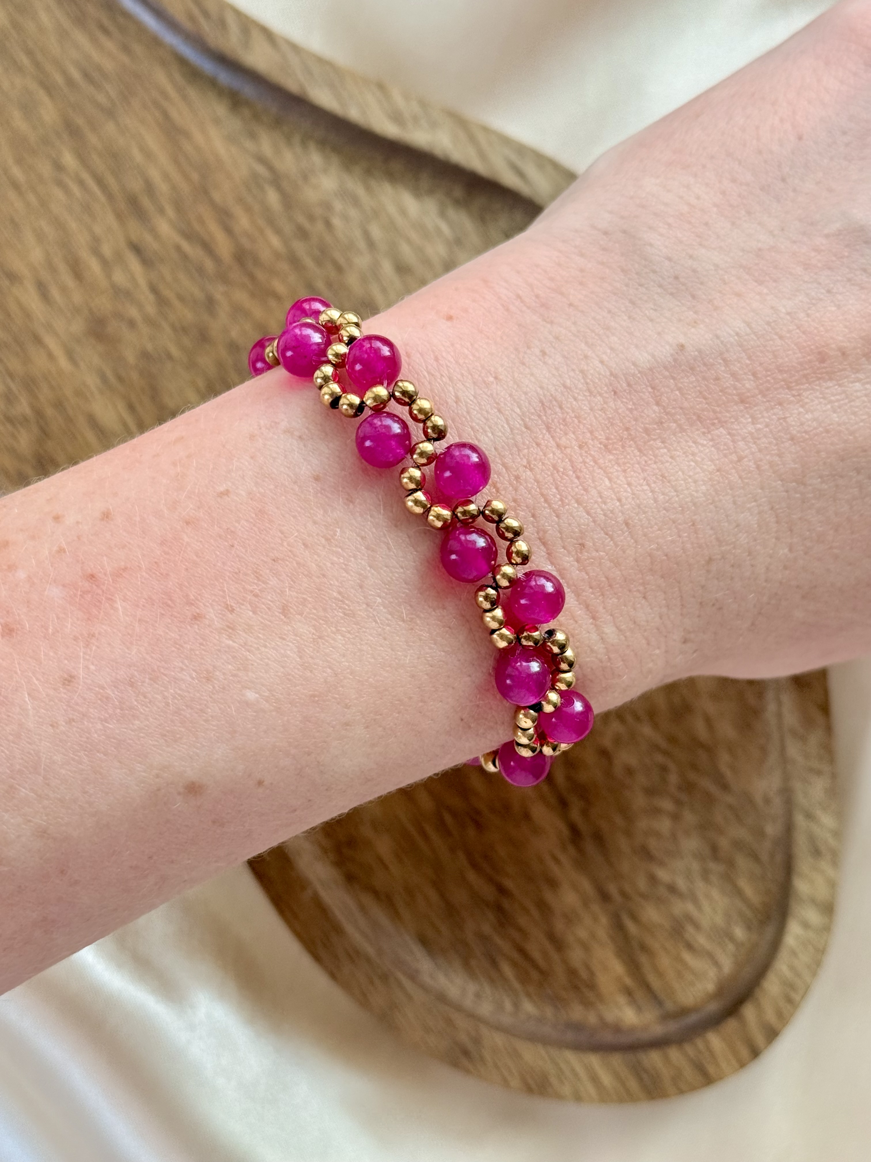 Bransoletka sploty Agat różowy