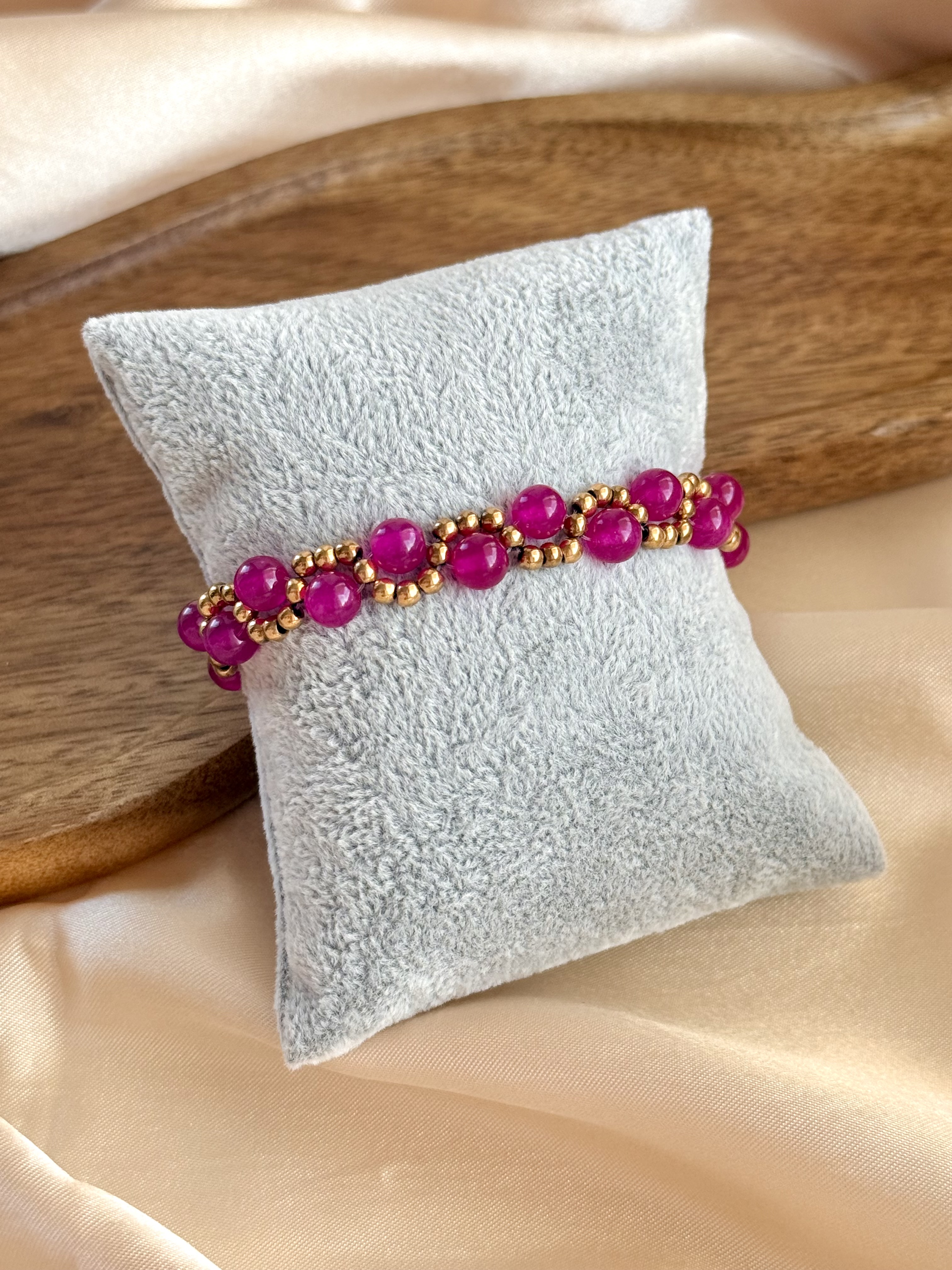 Bransoletka sploty Agat różowy