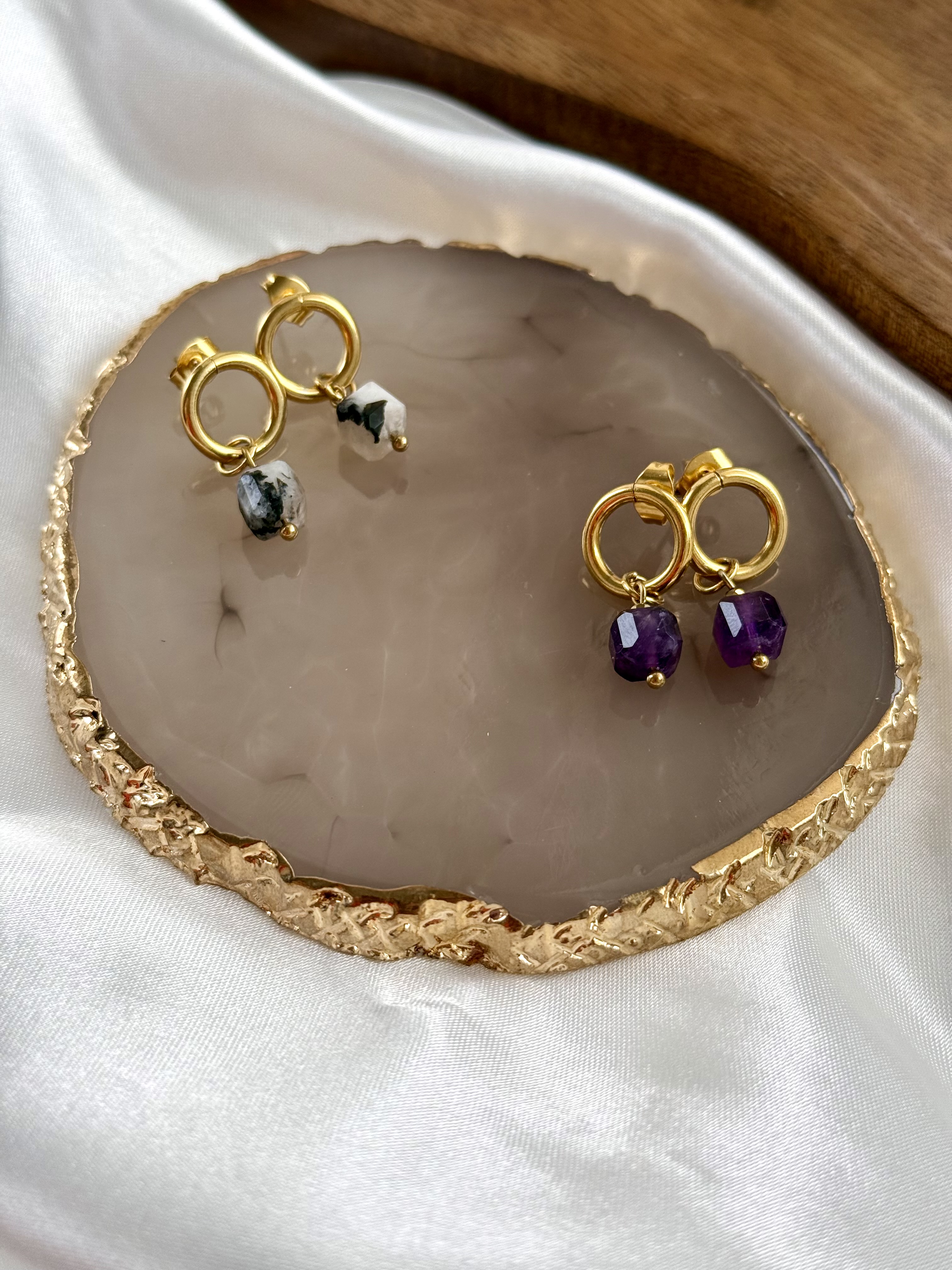 Kolczyki kostka ametyst