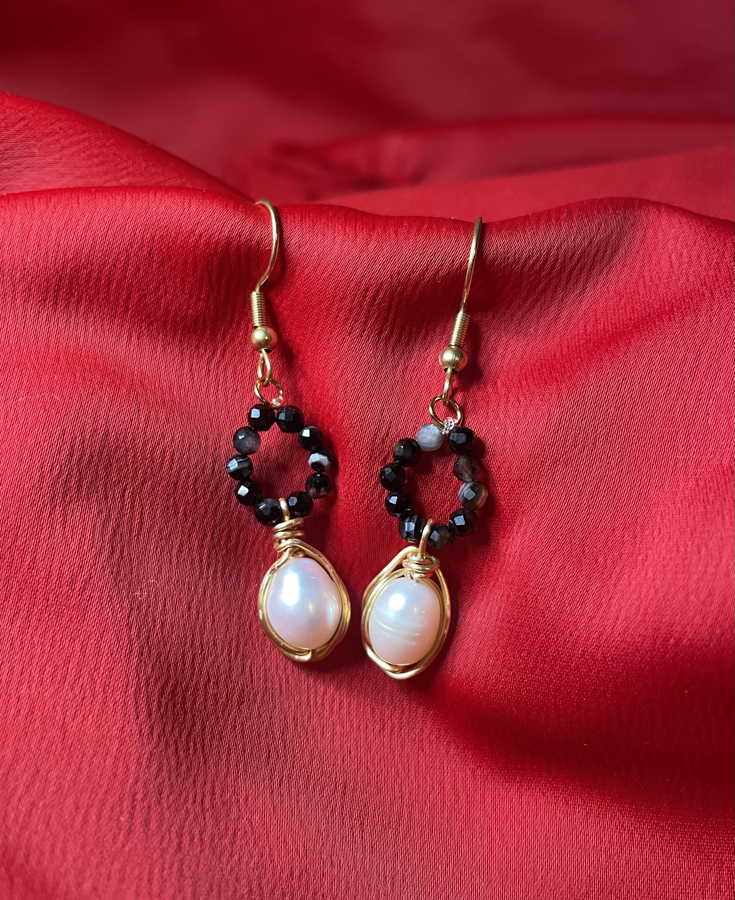 Kolczyki agat czarny