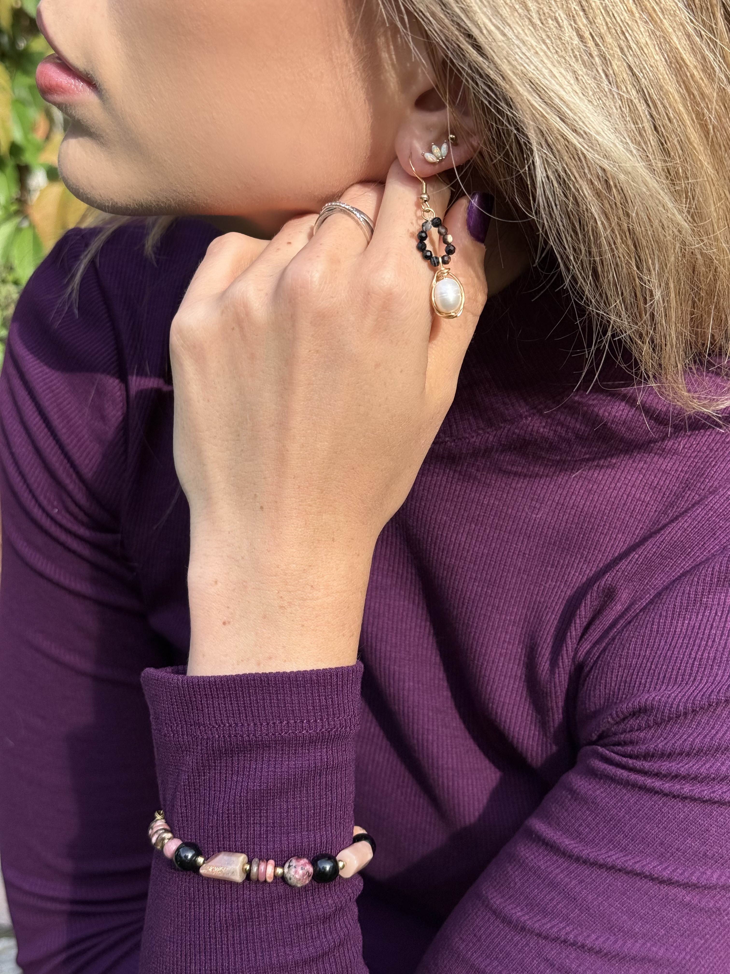 Kolczyki agat czarny